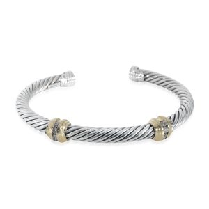 David Yurman Cable Classic Diamond Bracelet in 18k Yellow GoldSterling Silver Cart