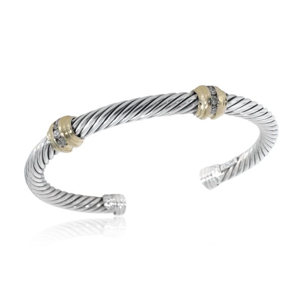 129907 pv 2e9dfb10 1af3 4f67 bbe5 7410e319d36a David Yurman Cable Classic Diamond Bracelet in 18k Yellow GoldSterling Silver