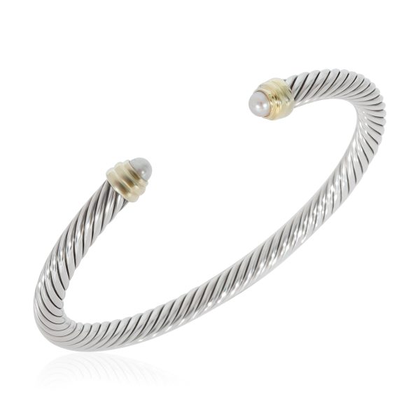 130014 av David Yurman Cable Pearl Bangle in 14k Yellow GoldSterling Silver