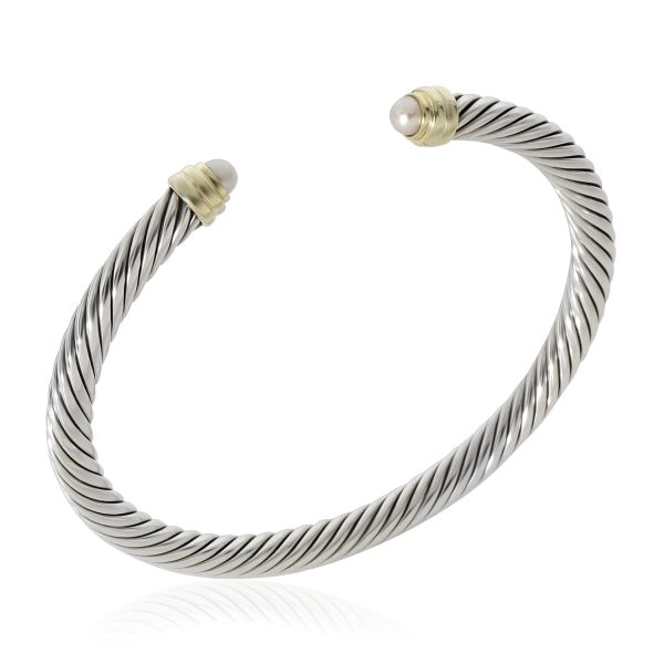 130014 bv David Yurman Cable Pearl Bangle in 14k Yellow GoldSterling Silver