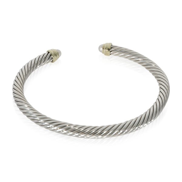 130014 pv David Yurman Cable Pearl Bangle in 14k Yellow GoldSterling Silver