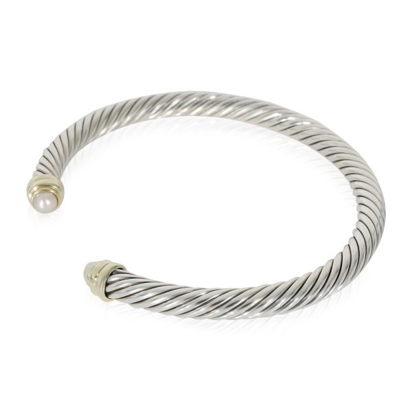 130014 sv David Yurman Cable Pearl Bangle in 14k Yellow GoldSterling Silver