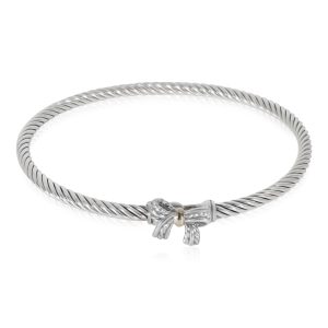 David Yurman Vintage Cable Hook Bow Bangle in GoldSterling Silver Tiffany Co Narrow Infinity Band in Sterling Silver