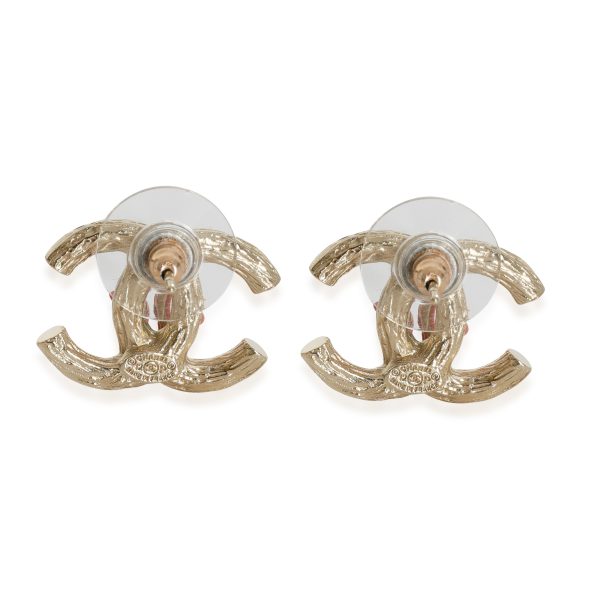 130029 bv Chanel 2012 CC Stud Earrings With Strass Faux Pearls