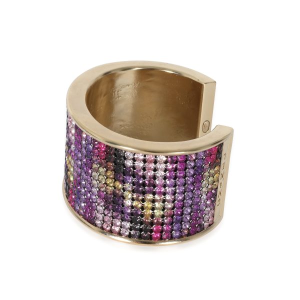 130044 sv Chanel 2015 Multi Color Strass Wide Gold Plated Cuff Bracelet