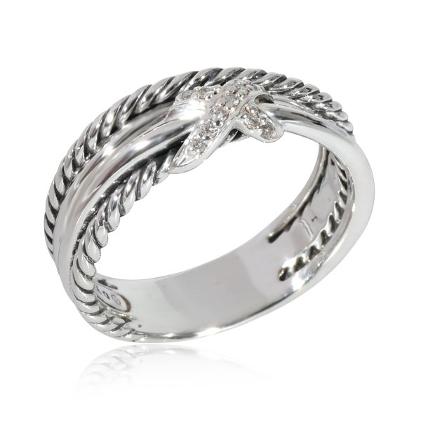 130143 pv bf0cdf0e 3fb5 42c4 8971 a43420c8463f David Yurman Crossover Diamond X Ring in Sterling Silver 005 CTW