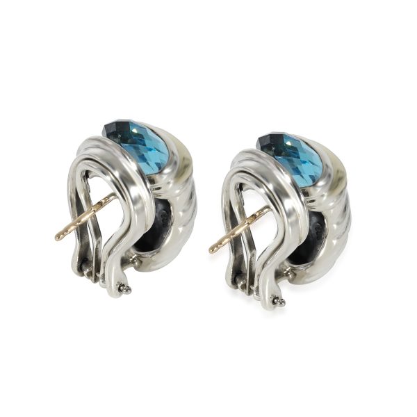 130198 bv David Yurman Blue Topaz Shrimp Earring in 14k Yellow GoldSterling Silver