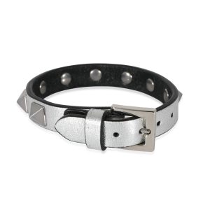 Silver Tone Metal Valentino Stud Leather Bracelet Louis Vuitton Olaf PM Damier Shoulder Bag