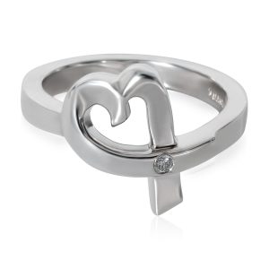 Tiffany Co Paloma Picasso Loving Heart Diamond Ring Sterling Silver 002 CTW Cart