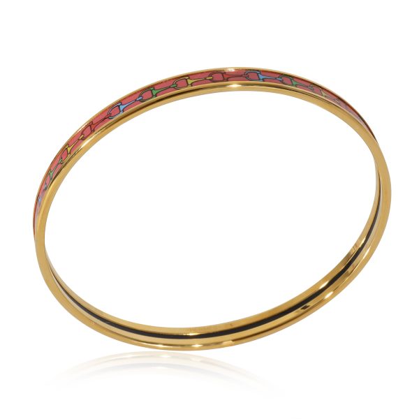 Gold Plated Hermès Cravates Mors Extra Narrow Bangle Gold Plated Amazone POP Color 67 mm