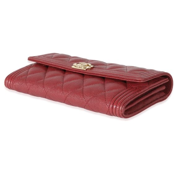 130326 box Chanel Burgundy Quilted Caviar Boy Flap Wallet