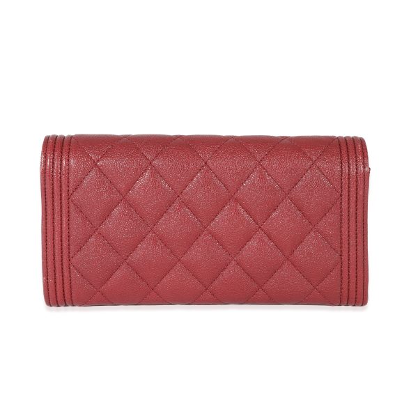 130326 pv Chanel Burgundy Quilted Caviar Boy Flap Wallet