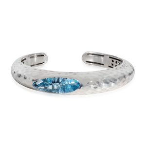 Roberto Coin Blue Topaz Hammered Cuff Bracelet in Sterling Silver Cart