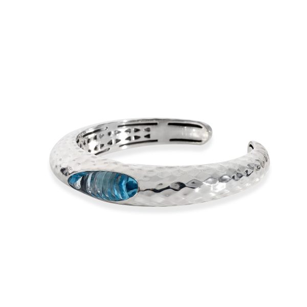 130362 sv 73e73e80 8e94 4271 89b3 78160992c46c Roberto Coin Blue Topaz Hammered Cuff Bracelet in Sterling Silver