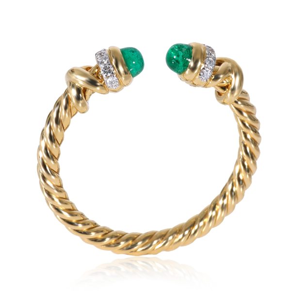 130367 av David Yurman Petite Helena Emerald Diamond Ring in 18k Yellow Gold 006 CTW