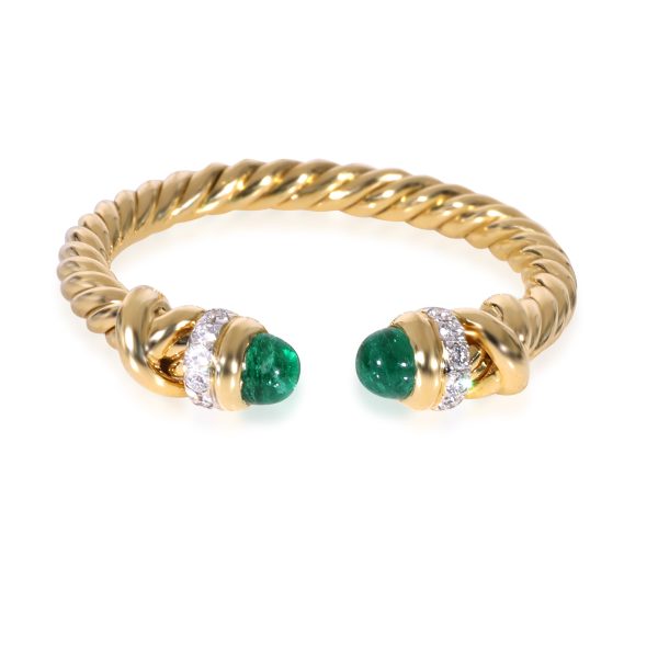 David Yurman Petite Helena Emerald Diamond Ring in 18k Yellow Gold 006 CTW David Yurman Petite Helena Emerald Diamond Ring in 18k Yellow Gold 006 CTW