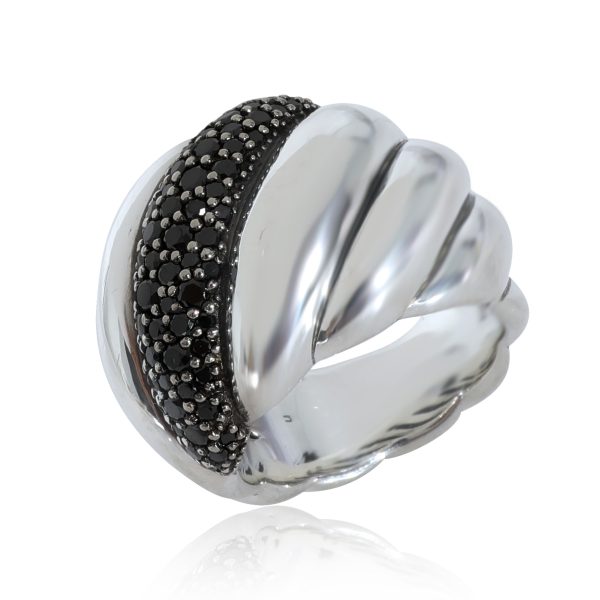 130369 av 8135b38d f5ce 46ce 8579 4a7316a80bf9 David Yurman Hampton Cable Ring With Black Diamonds in Sterling Silver 084 CTW