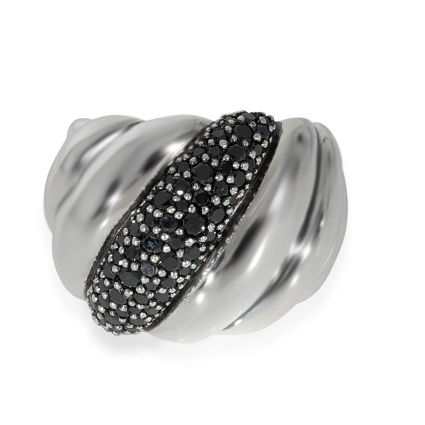 David Yurman Hampton Cable Ring With Black Diamonds in Sterling Silver 084 CTW David Yurman Hampton Cable Ring With Black Diamonds in Sterling Silver 084 CTW