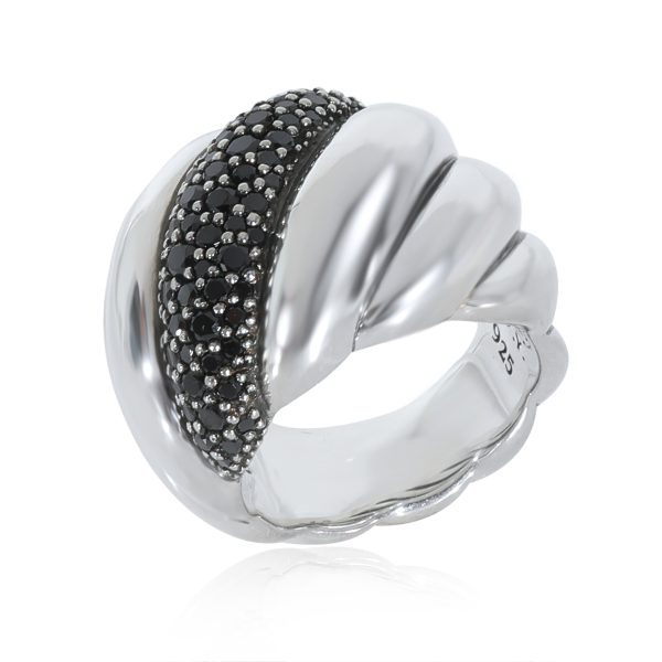 130369 pv ebfe4137 299d 4cb0 a60b 405efd6bf33d David Yurman Hampton Cable Ring With Black Diamonds in Sterling Silver 084 CTW