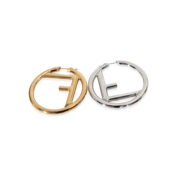 130371 bv Fendi F Is For Fendi Hoop Earring in Gold Palladium Plating