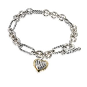 David Yurman Cable Heart Figaro Bracelet in 18k Yellow GoldSterling Silver Gucci Shoulder Bag GG Canvas Black