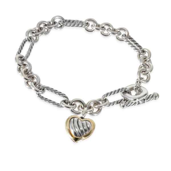 David Yurman Cable Heart Figaro Bracelet in 18k Yellow GoldSterling Silver David Yurman Cable Heart Figaro Bracelet in 18k Yellow GoldSterling Silver