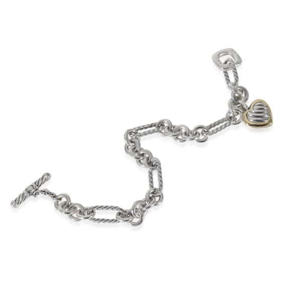 130378 pv David Yurman Cable Heart Figaro Bracelet in 18k Yellow GoldSterling Silver