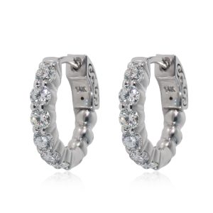 Mini Diamond Hoop Earring in 14K White Gold 1 CTW Cart