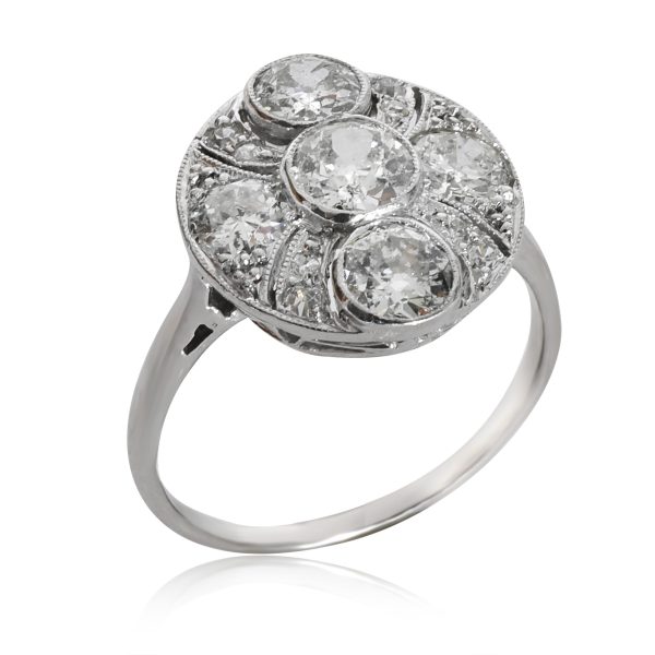 130566 pv Vintage Diamond Cluster Ring in Platinum 140 CTW