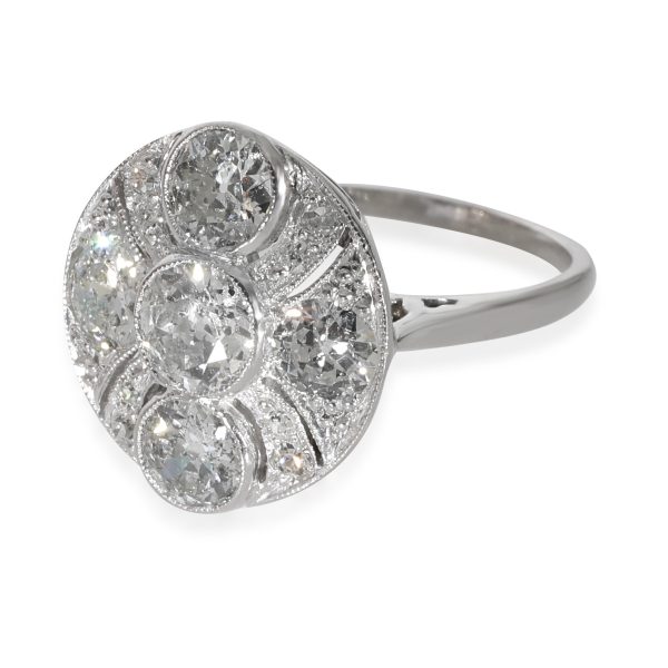 130566 sv Vintage Diamond Cluster Ring in Platinum 140 CTW