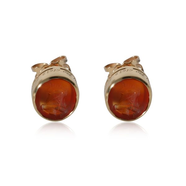 BVLGARI Vintage Carnelian Intaglio Ear Studs in 18k Yellow Gold BVLGARI Vintage Carnelian Intaglio Ear Studs in 18k Yellow Gold