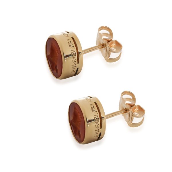 130595 sv 7d86f906 91dd 42d4 b147 d477fabf7f2b BVLGARI Vintage Carnelian Intaglio Ear Studs in 18k Yellow Gold