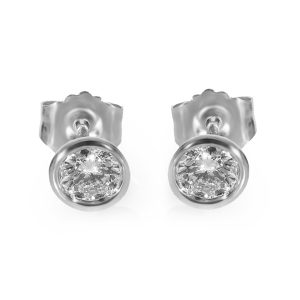 Bezel Set Diamond Stud Earring in 14K White Gold 038 CTW Bucherer Patravi Traveltec 0010620083301 Mens Watch in Stainless Steel