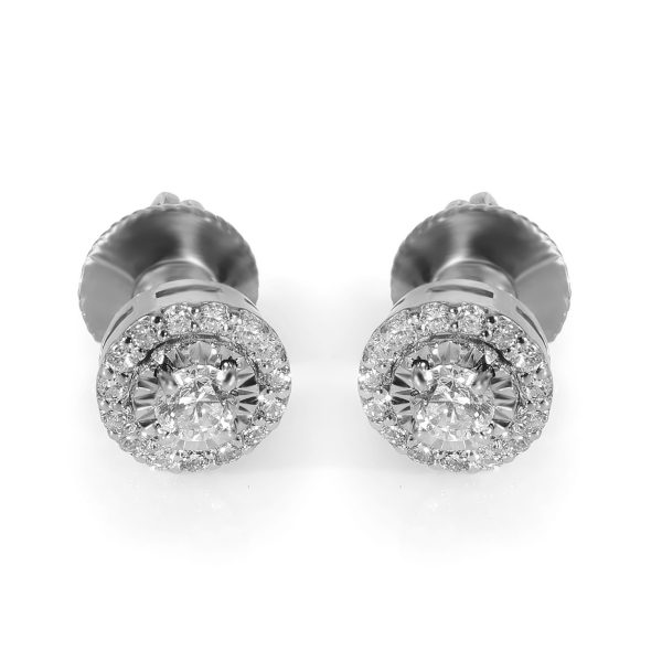 Diamond Halo Stud Earrings 14k White Gold 05 CTW Diamond Halo Stud Earrings 14k White Gold 05 CTW