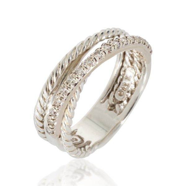 130870 bv David Yurman Crossover Pave Diamond Ring in Sterling Silver 018 CTW