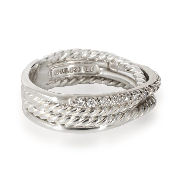 130870 sv David Yurman Crossover Pave Diamond Ring in Sterling Silver 018 CTW