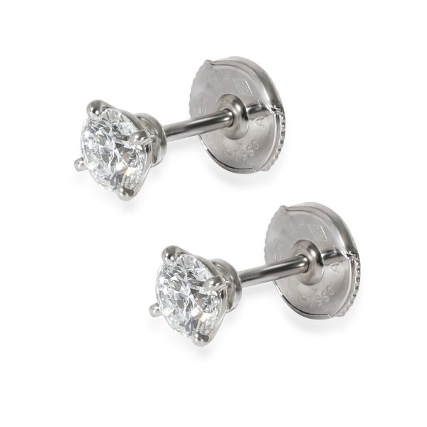 130878 sv Cartier 1895 Diamond Stud Earrings in Platinum E VS1 084 CTW