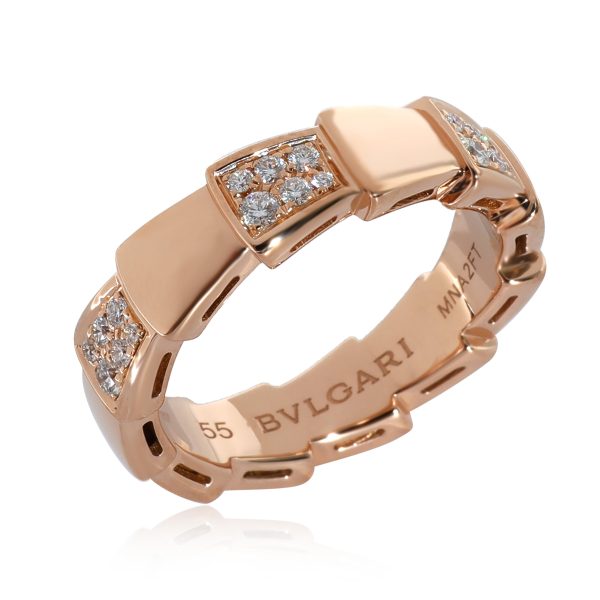 130893 pv 03e35bc6 d81c 4a42 82ea d5ddfab1c9fb BVLGARI Serpenti Diamond Ring in 18k Rose Gold 041 CTW