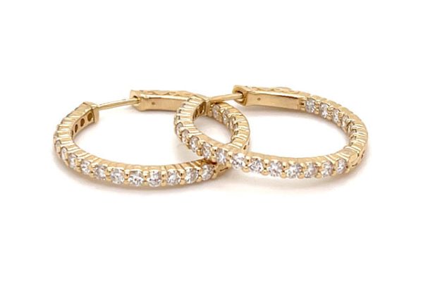 Diamond In and Out Hoop Earrings in 14K Yellow Gold 150 CTW Diamond In and Out Hoop Earrings in 14K Yellow Gold 150 CTW