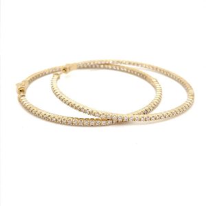 Diamond In and Out Hoop Earrings in 14K Yellow Gold 120 CTW Cart