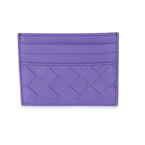 Bottega Veneta Purple Intrecciato Lambskin Credit Card Case Louis Vuitton Alma PM Damier Ebene Canvas Tote Bag Brown