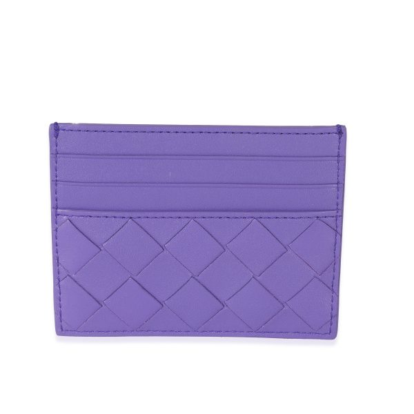 131285 pv Bottega Veneta Purple Intrecciato Lambskin Credit Card Case