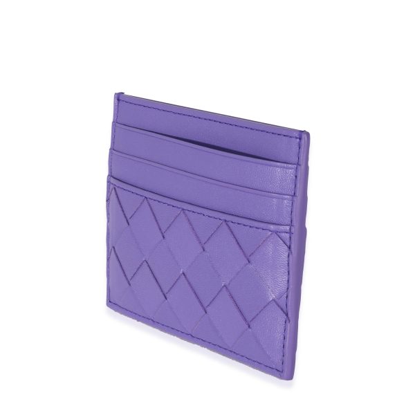 131285 sv Bottega Veneta Purple Intrecciato Lambskin Credit Card Case