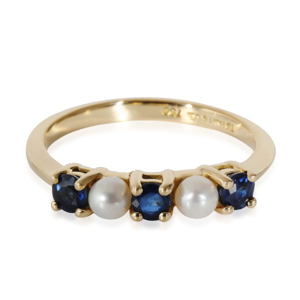 Tiffany Co Vintage Pearl Sapphire Band in 18k Yellow Gold Tiffany Co Vintage Pearl Sapphire Band in 18k Yellow Gold