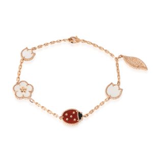 Van Cleef Arpels Lucky Spring Bracelet in 18k Rose Gold Louis Vuitton Empreinte Bicolor Double Zip Pochette White