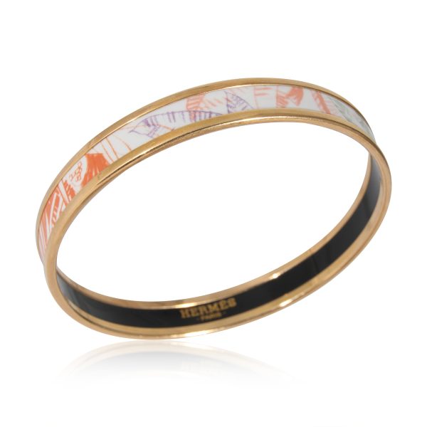 131467 av Hermès Narrow Enamel Bracelet in Gold Plated 62mm