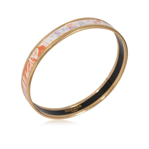 62mm Hermès Narrow Enamel Bracelet in Gold Plated 62mm