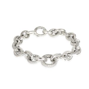 David Yurman Oval Link Chain Collection Bracelet in Sterling Silver 05 CTW Cart