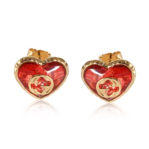 Gucci Interlocking G Red Crystal Heart Earrings Loewe Shoulder Bag Clutch Leather Bag Beige