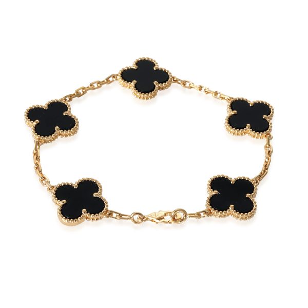 131524 bv Van Cleef Arpels Alhambra Onyx Bracelet in 18k Yellow Gold